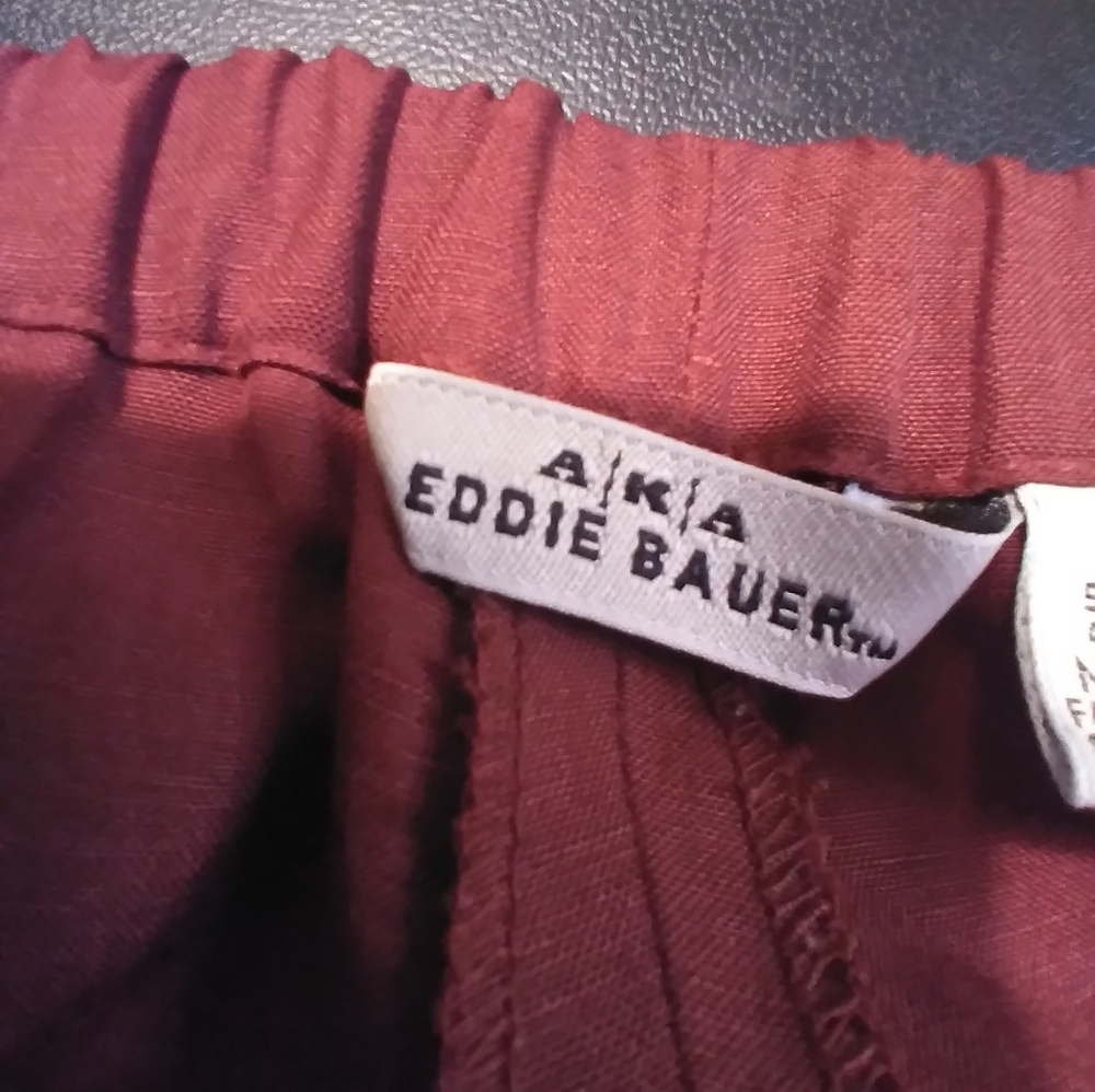 Eddie Bauer Silk And Linen Blend Womens Brown Dress Pants Wide Leg Xl Pockets - Picture 10 of 10